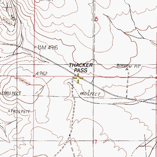 Topographic Map of Thacker Pass, NV
