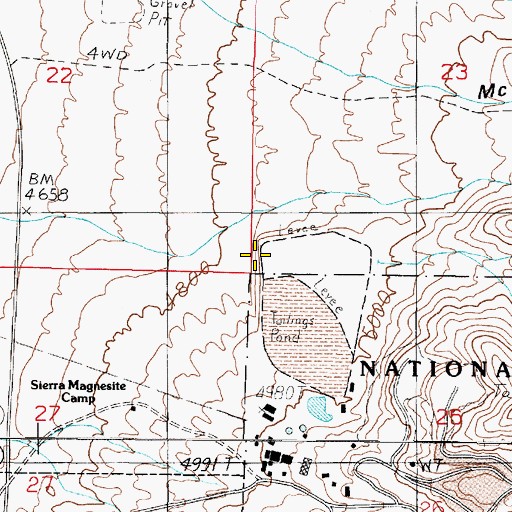 Topographic Map of Nevada Works Basic Dam, NV