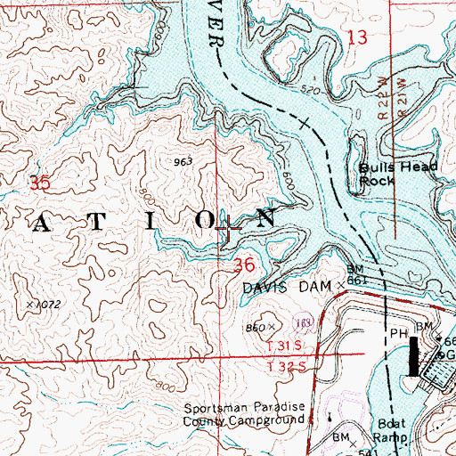 Topographic Map of Ryolite Cove, NV