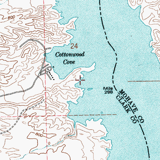 Topographic Map of Ski Cove, NV