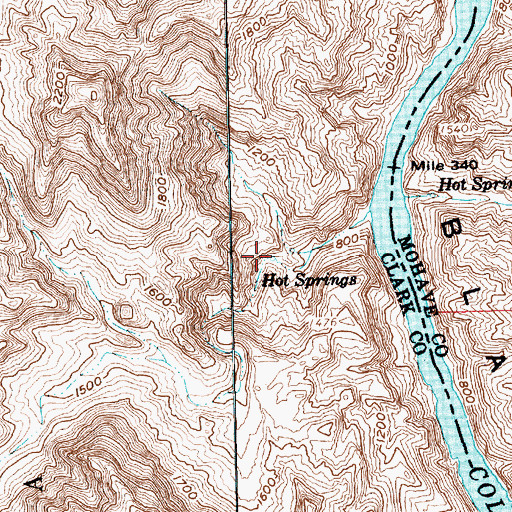 Topographic Map of Two Mile Hot Spring, NV