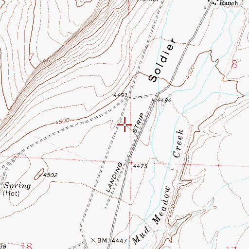 Topographic Map of Soldier Meadow Number 1 Airport, NV