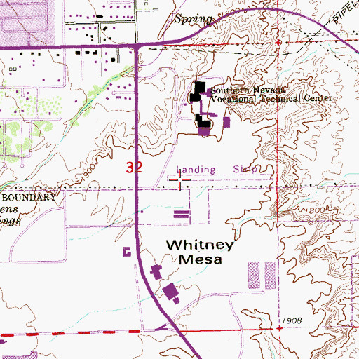 Topographic Map of Voc Tech Airport, NV