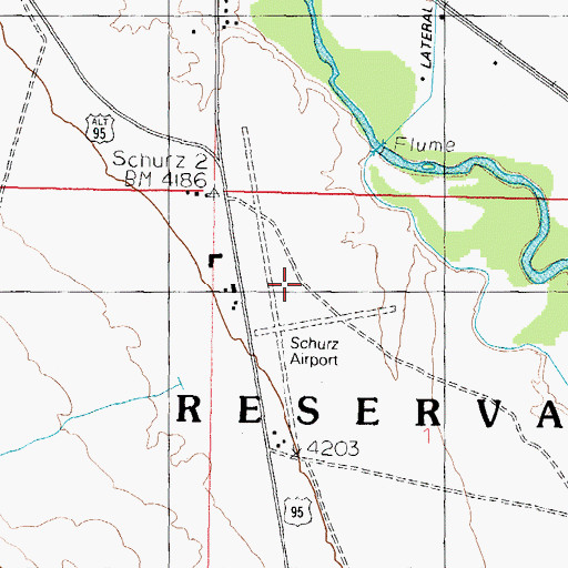 Topographic Map of Schurz Airport (historical), NV