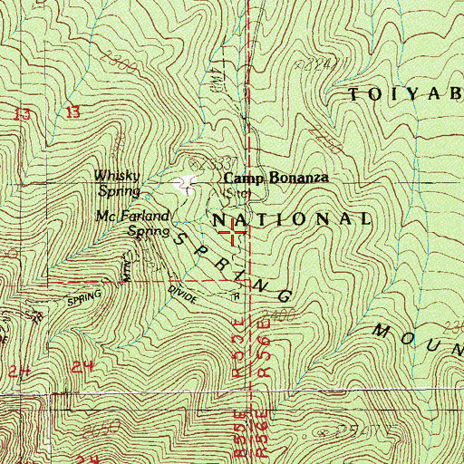 Topographic Map of Bonanza Trailhead, NV