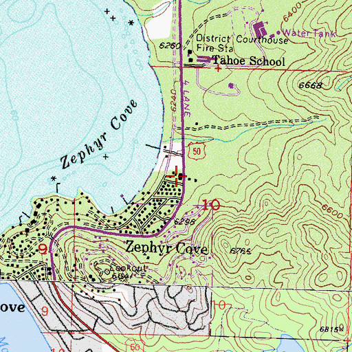 Topographic Map of Zephyr Cove Nordic Center, NV