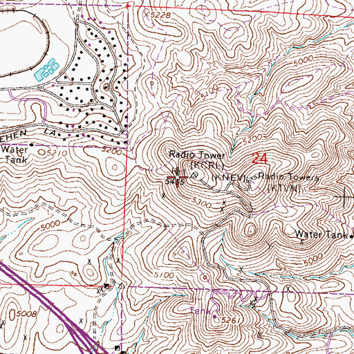 Topographic Map of KCRL-TV Tower (Los Alamos), NV