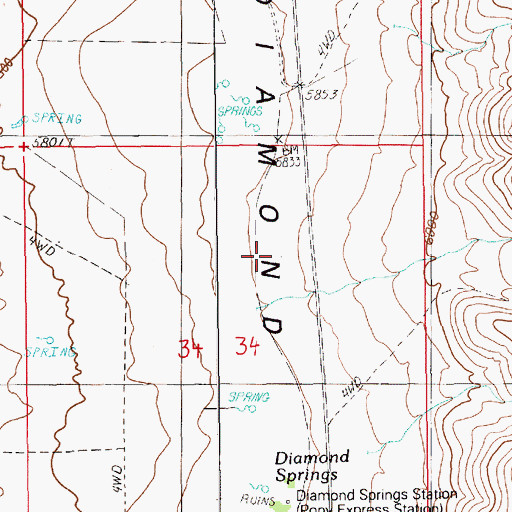 Topographic Map of Birch Post Office (historical), NV