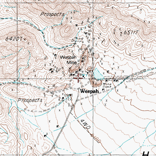 Topographic Map of Weepah Post Office, NV