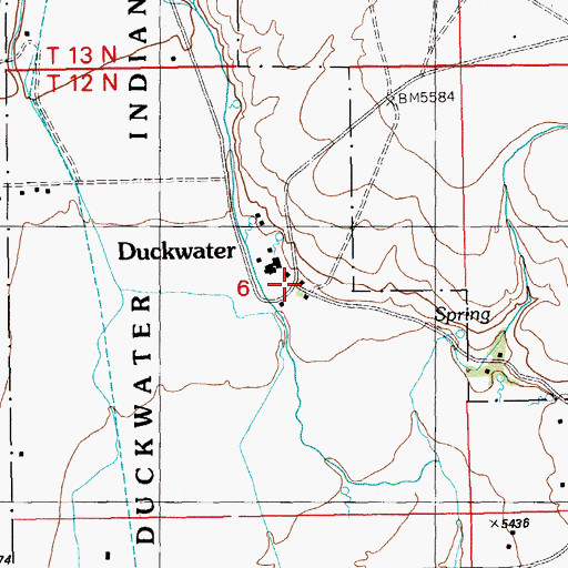 Topographic Map of Duckwater Post Office, NV
