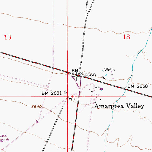 Topographic Map of Amargosa Valley Post Office, NV