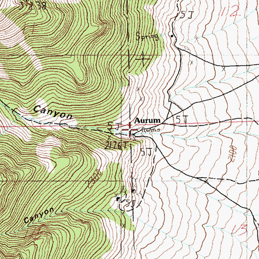 Topographic Map of Aurum Post Office (historical), NV
