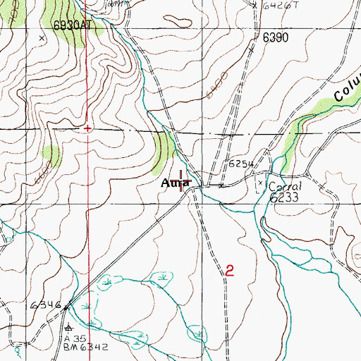 Topographic Map of Aura Post Office (historical), NV