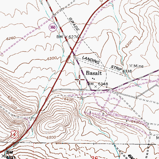 Topographic Map of Basalt Post Office (historical), NV