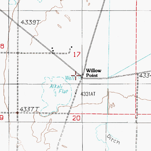 Topographic Map of Willow Point Post Office (historical), NV