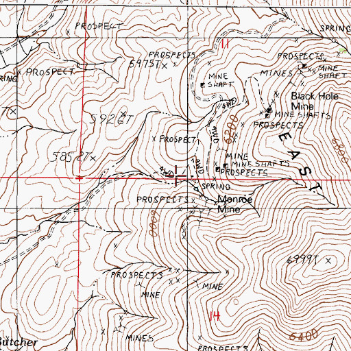 Topographic Map of Tiptop Post Office (historical), NV