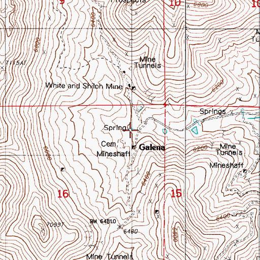 Topographic Map of Galena Post Office (historical), NV