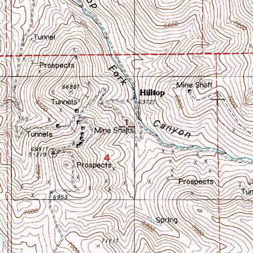 Topographic Map of Hilltop Post Office (historical), NV