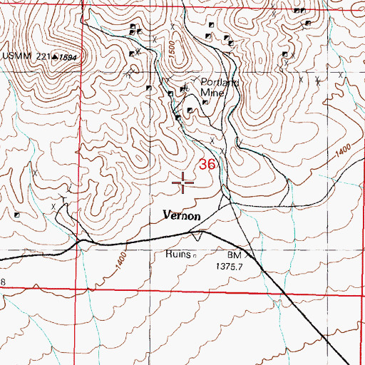 Topographic Map of Vernon Post Office (historical), NV