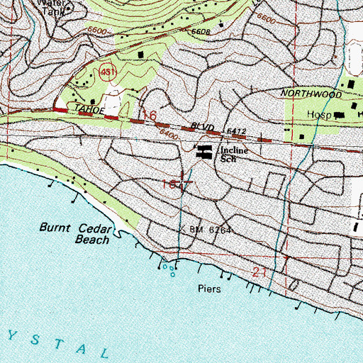 Topographic Map of Incline Village Post Office, NV