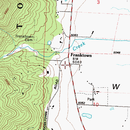 Topographic Map of Franktown Post Office (historical), NV