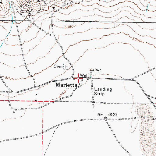 Topographic Map of Marietta Post Office (historical), NV