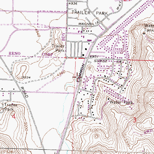 Topographic Map of Lemmon Valley Rural Branch Post Office (historical), NV