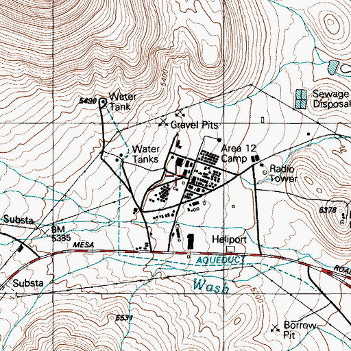 Topographic Map of Area 12 Branch Post Office, NV