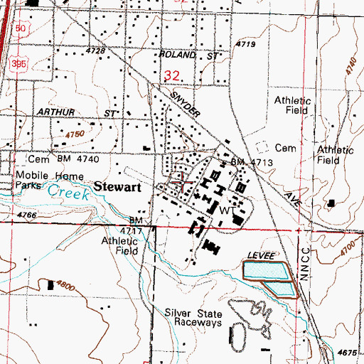 Topographic Map of Stewart Branch Post Office (historical), NV