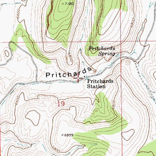 Topographic Map of Prichard Post Office (historical), NV