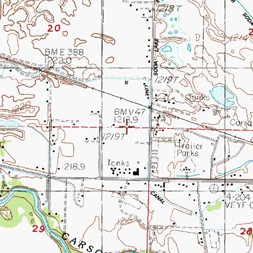 Topographic Map of KVCE-FM (Fallon), NV