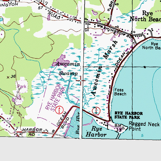 Topographic Map of Awcomin Swamp, NH