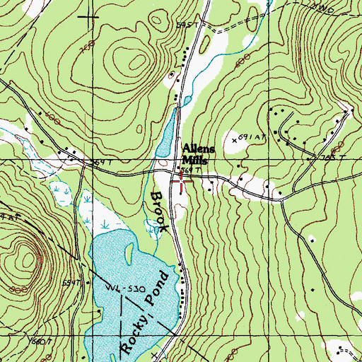 Topographic Map of Allens Mills, NH