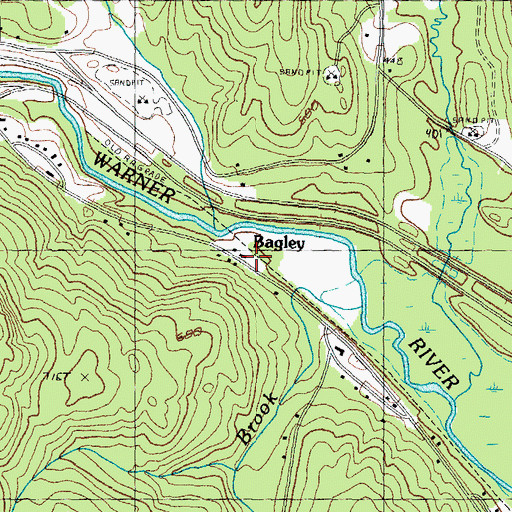 Topographic Map of Bagley, NH