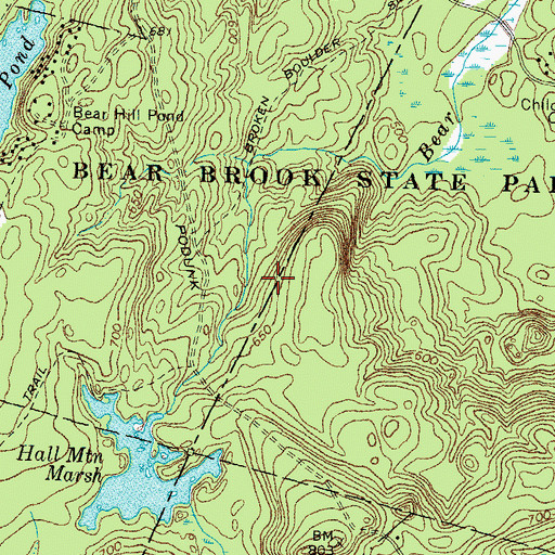 Topographic Map of Bear Brook State Park, NH
