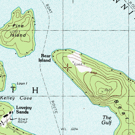 Topographic Map of Bear Island, NH