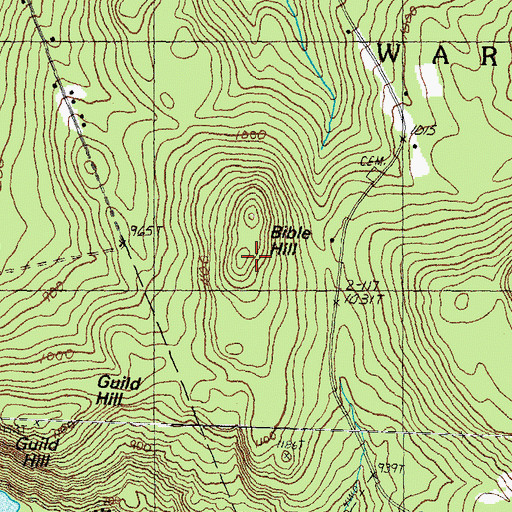 Topographic Map of Bible Hill, NH