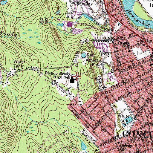 Topographic Map of Bishop Brady High School, NH