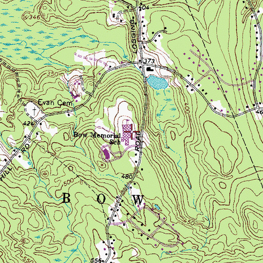Topographic Map of Bow Elementary School, NH