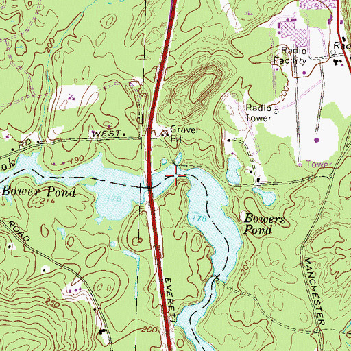 Topographic Map of Bowers Pond, NH