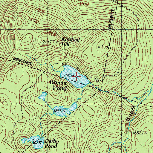 Topographic Map of Bryant Pond, NH