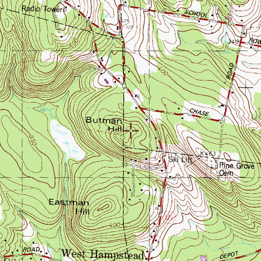 Topographic Map of Butman Hill, NH