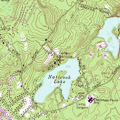 Topographic Map of Camp Naticook, NH