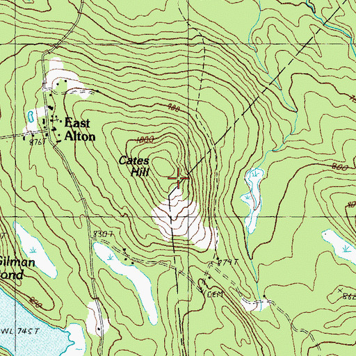 Topographic Map of Cates Hill, NH