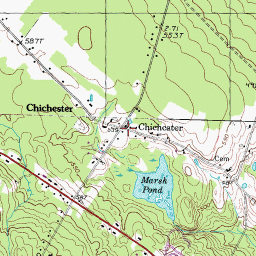 Topographic Map of Chichester, NH