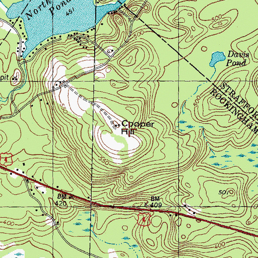 Topographic Map of Cooper Hill, NH