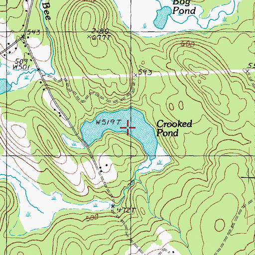 Topographic Map of Crooked Pond, NH