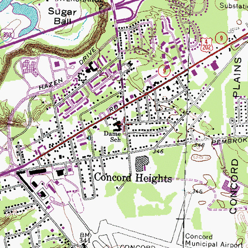 Topographic Map of Dame School, NH