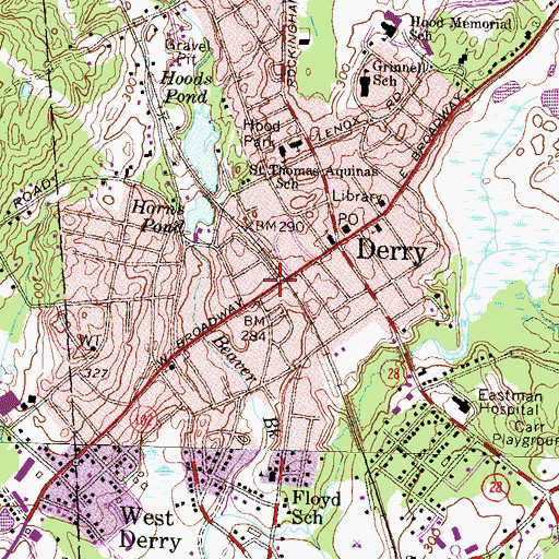 Topographic Map of Derry, NH
