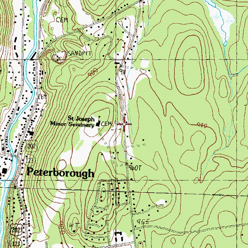 Topographic Map of East Hill Cemetery, NH